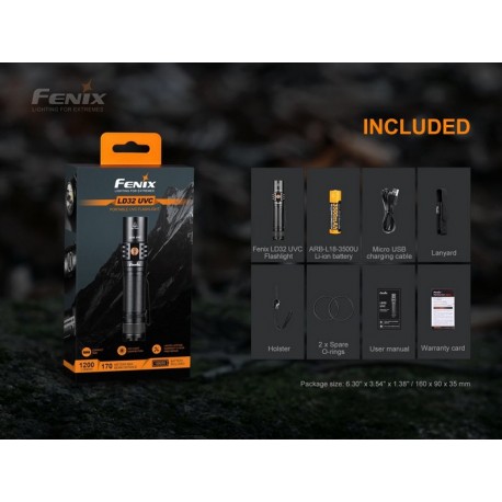Linterna Fénix LD32 UVC con rayos ultravioleta para desinfección Covid y 1200 lúmenes con batería