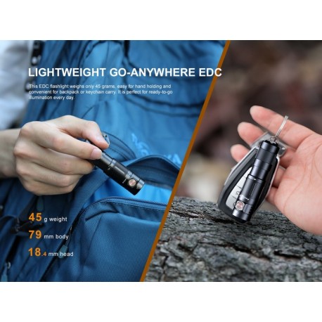 E09R Mini Linterna EDC recargable de alta potencia 600 lúmenes (Batería incluida)