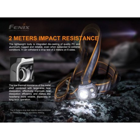 Frontal Fénix HP16R 1250 lúmenes con doble foco (inundación y distancia) y luz blanca y roja
