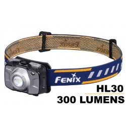 Frontal Fénix HL30 Gris 300 Lúmenes (2XAA)