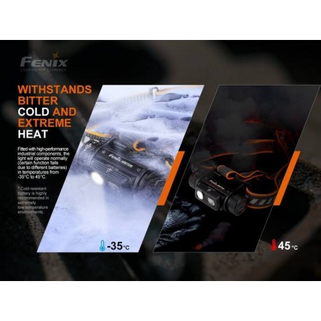 Frontal Fénix HM70R con 1600 Lúmenes Recargable con batería 21700