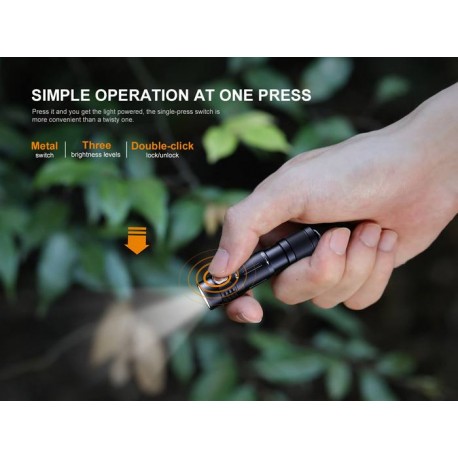 Mini Linterna Fénix EDC E05R 400 Lúmenes, con ráfaga y tamaño de pulgar