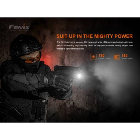 Linterna táctica blanca y con láser rojo Fenix ​​GL22