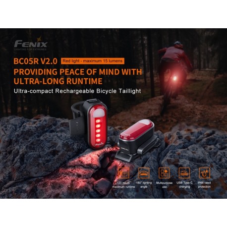 Luz trasera recargable para bicicleta Fenix BC05R V2.0