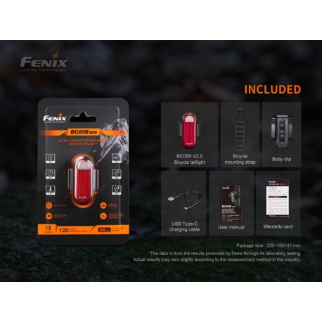 Luz trasera recargable para bicicleta Fenix BC05R V2.0