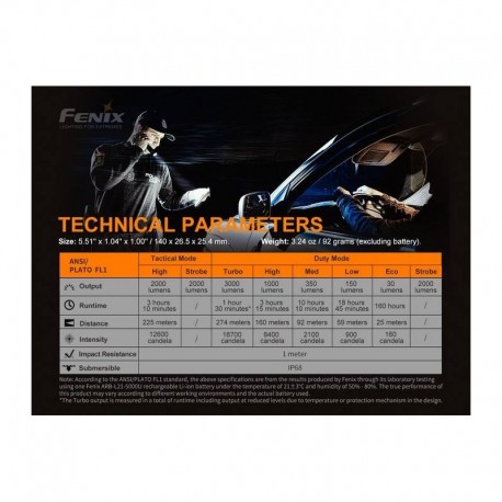 Linterna Fénix PD36 TAC Táctica de 3000 lúmenes y estrobo
