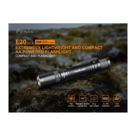 Linterna E20 350 lúmenes (funciona con 2 x AA inlcuida en el precio)