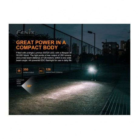 Linterna E20 350 lúmenes (funciona con 2 x AA inlcuida en el precio)