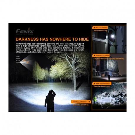 Linterna Fénix LR50R Super Brillante 1200 lúmenes y 950 metros para búsqueda