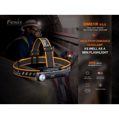 Frontal HM61R V2.0 1600 lúmenes (luz roja y blanca)