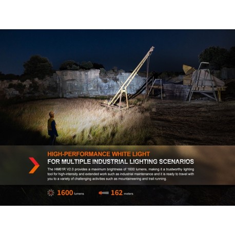 Frontal HM61R V2.0 1600 lúmenes (luz roja y blanca)