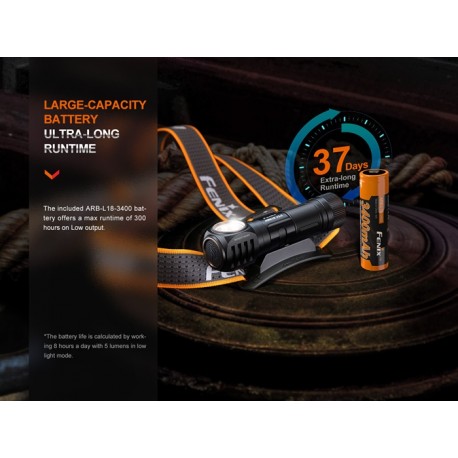 Frontal HM61R V2.0 1600 lúmenes (luz roja y blanca)