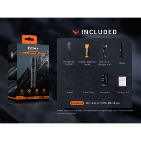Fenix PD40R-V3.0 - 3000 Lúmenes (Incluye batería 21700 de 5000 mAh)