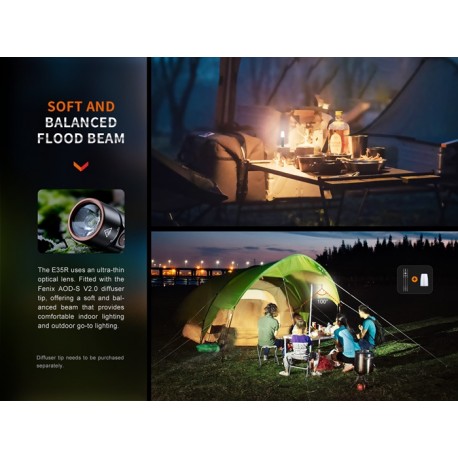 Fénix E35R - 3100 Lúmenes (Incluye batería 21700 DE 5000 mAh) linterna recargable por micro USB-Tipo C)