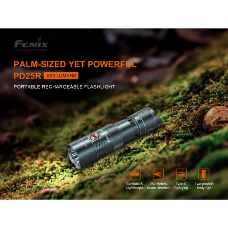 Linterna Fenix PD25R (Color verde) - 800 lúmenes (Recargable)