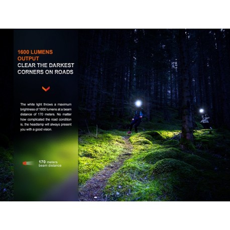 Frontal Fénix HM65R-T V2.0 - 1600 Lúmenes (Incluye batería de 3400 mAh)