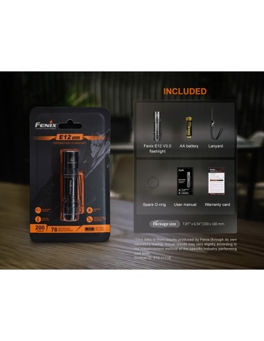 Linterna Fenix E12 V3.0 - 200 Lúmenes (1 Pila AA incluida)