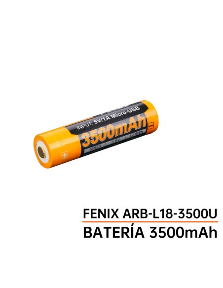 Batería Fénix 18650 3500 mAh (carga por micro USB y también puede en un cargador) Precio 23,90€ / unidad