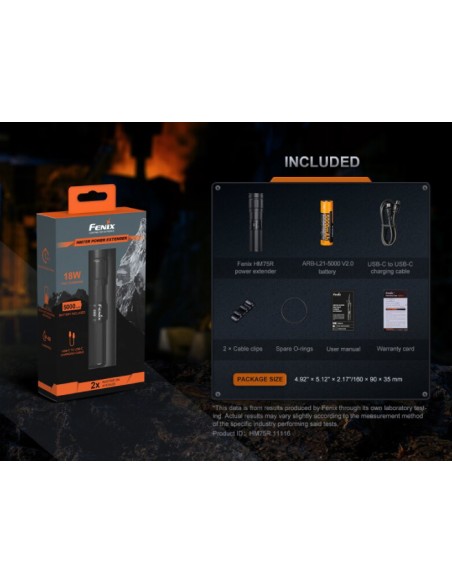 Batería Fenix ARB-LP21 - Accesorio para HM75R - 5000 mAh Recargable con USB Tipo C